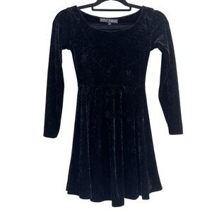 Vintage Betsey Jonhson Black Velvet Y2K 90s Mini Long Sleeve Dress Size S